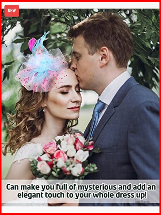 6-Piece Fascinator Hat Set with Feathers and Mesh for Weddings and Parties main image 7